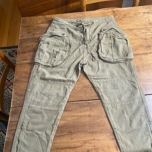 Free People Cargo Pants Womens 8 Cropped Pockets Army Boho  Green